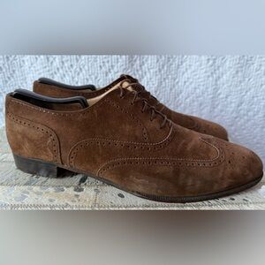Vintage Salvatore Ferragamo Brown Suede Wingtip Oxford Shoes – US 10.5